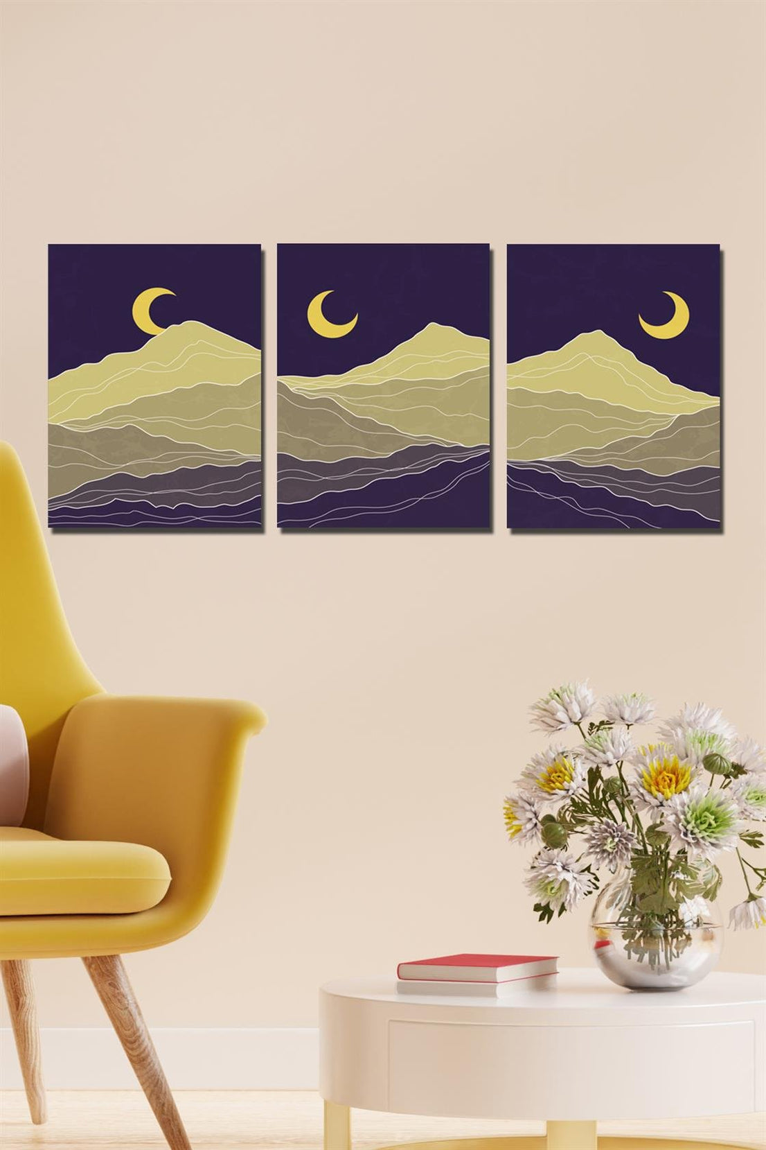 3 Parça dağ manzarası tablo seti