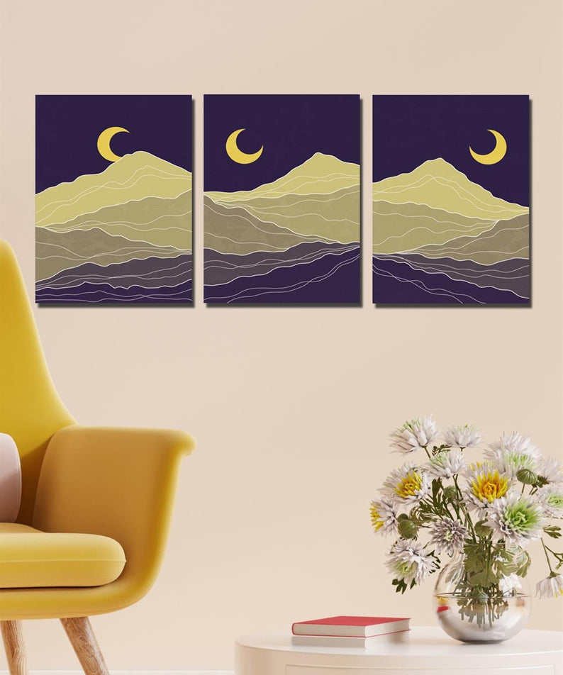 3 Parça dağ manzarası tablo seti
