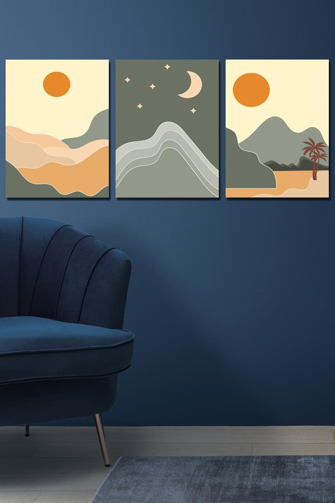 3 Parça dijital baskı sanatsal tablo seti