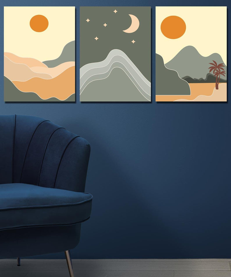 3 Parça dijital baskı sanatsal tablo seti