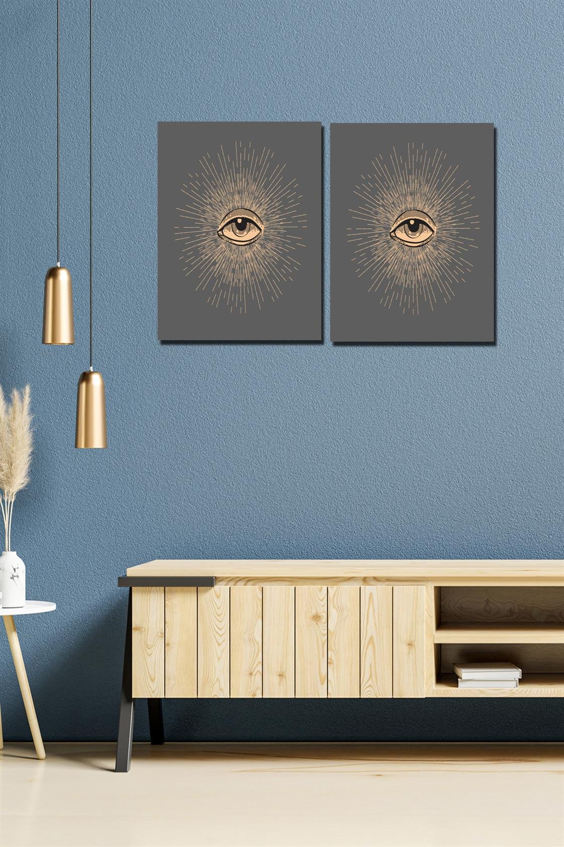2'li sanatsal göz tasarım tablo seti