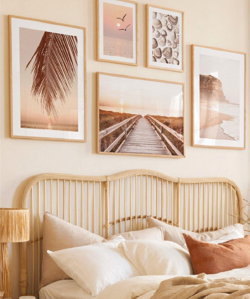 Gökyüzü Yaz Temalı Ahşap Çerçeve Görünümlü Tablo Seti