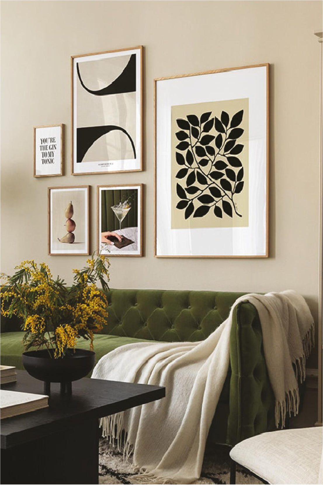 5 Parça You The Gın To My Toxıc Tarzında (AHŞAP ÇERÇEVE GÖRÜNÜMLÜ) Tablo Seti