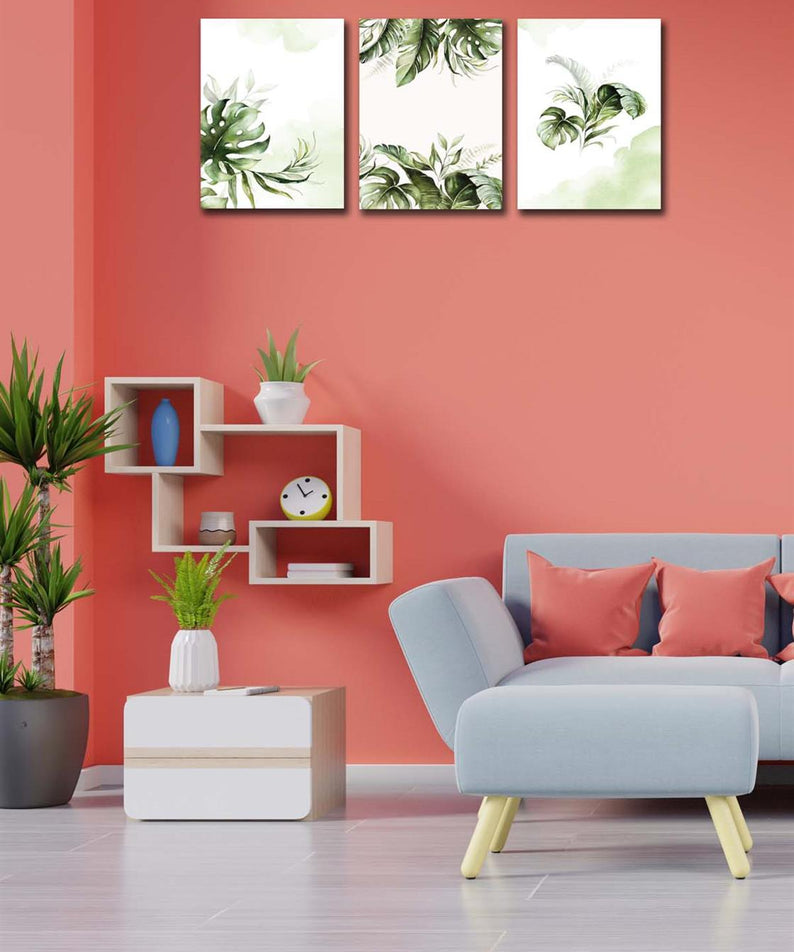 3 Parça Modern Tarzda yaprak Tablo Seti