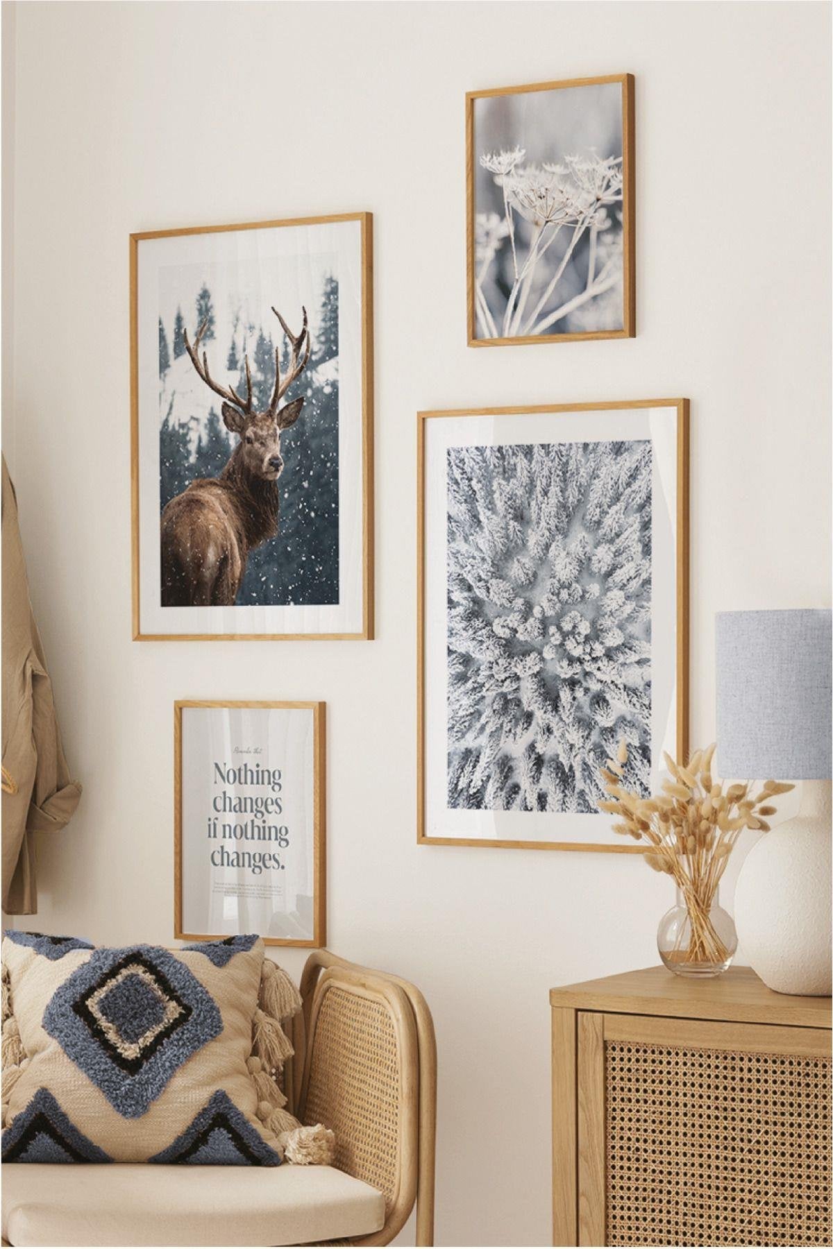 4 Parça Getik Ve Matisse Temalı Ahşap Çerçeve Görünümlü Tablo Seti