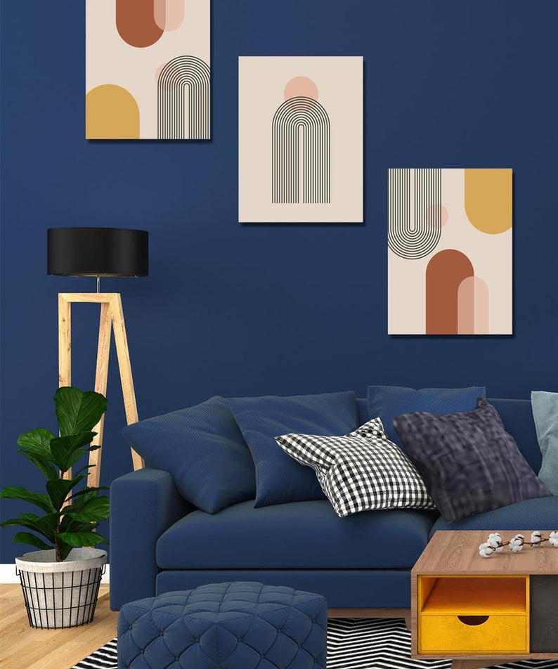 Bohem tarzı 3'lü sanatsal tablo seti