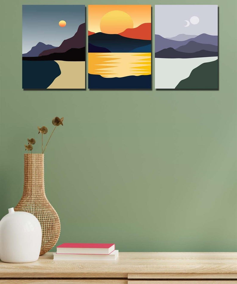 3 Parça sanatsal modern tarzda tablo seti