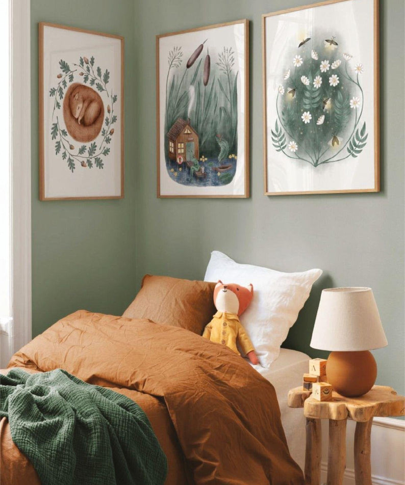 3 Parça Suluboya Tarzında Ahşap Çerçeve Görünümlü Tablo Seti