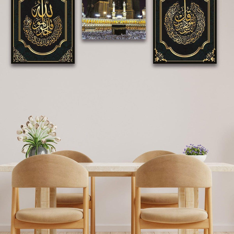 3 Parça Siyah Kabe Temalı Tablo Seti
