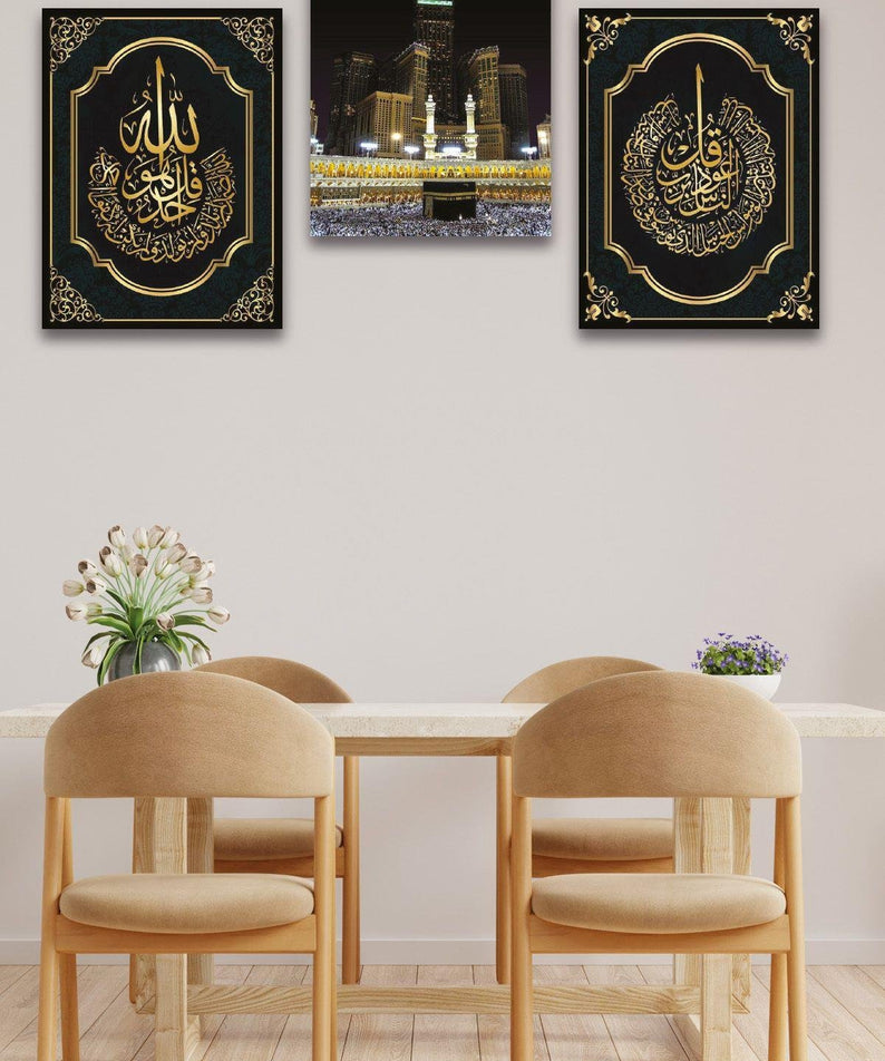 3 Parça Siyah Kabe Temalı Tablo Seti