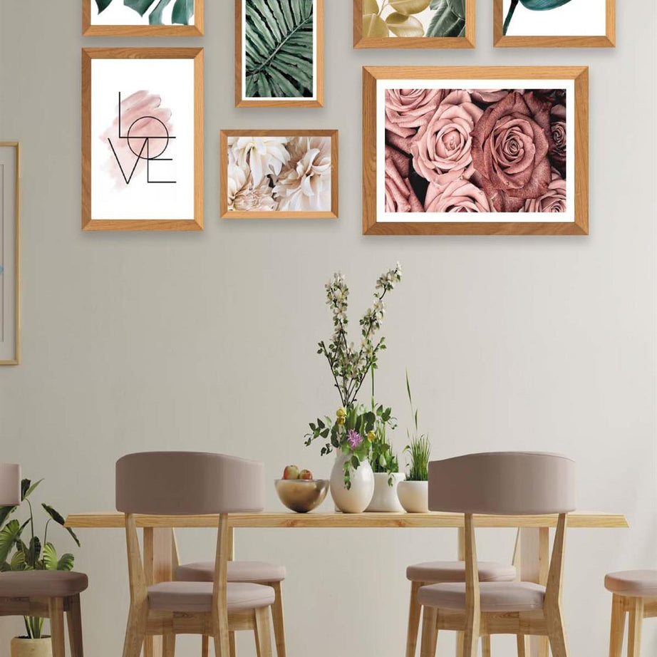 Love Gül Ve Botanik Çiçekler Temalı Tablo Seti