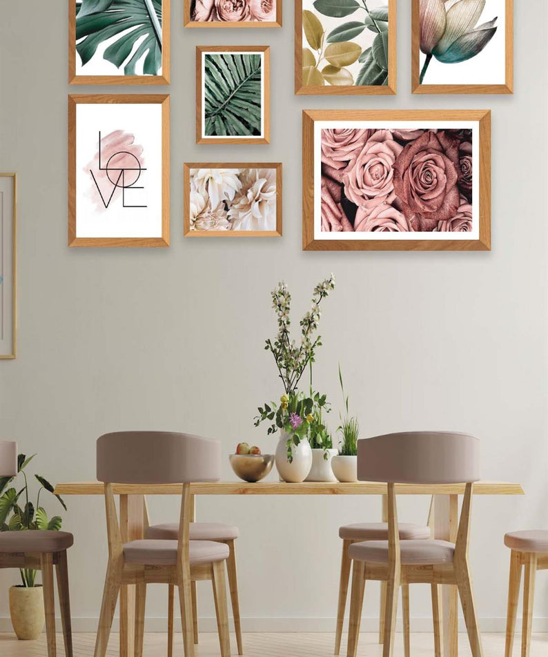 Love Gül Ve Botanik Çiçekler Temalı Tablo Seti