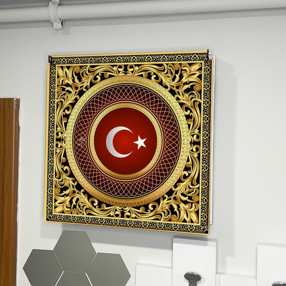 Ay Yıldız Bayrak Temalı Ahşap Sigorta Saklama Kutusu
