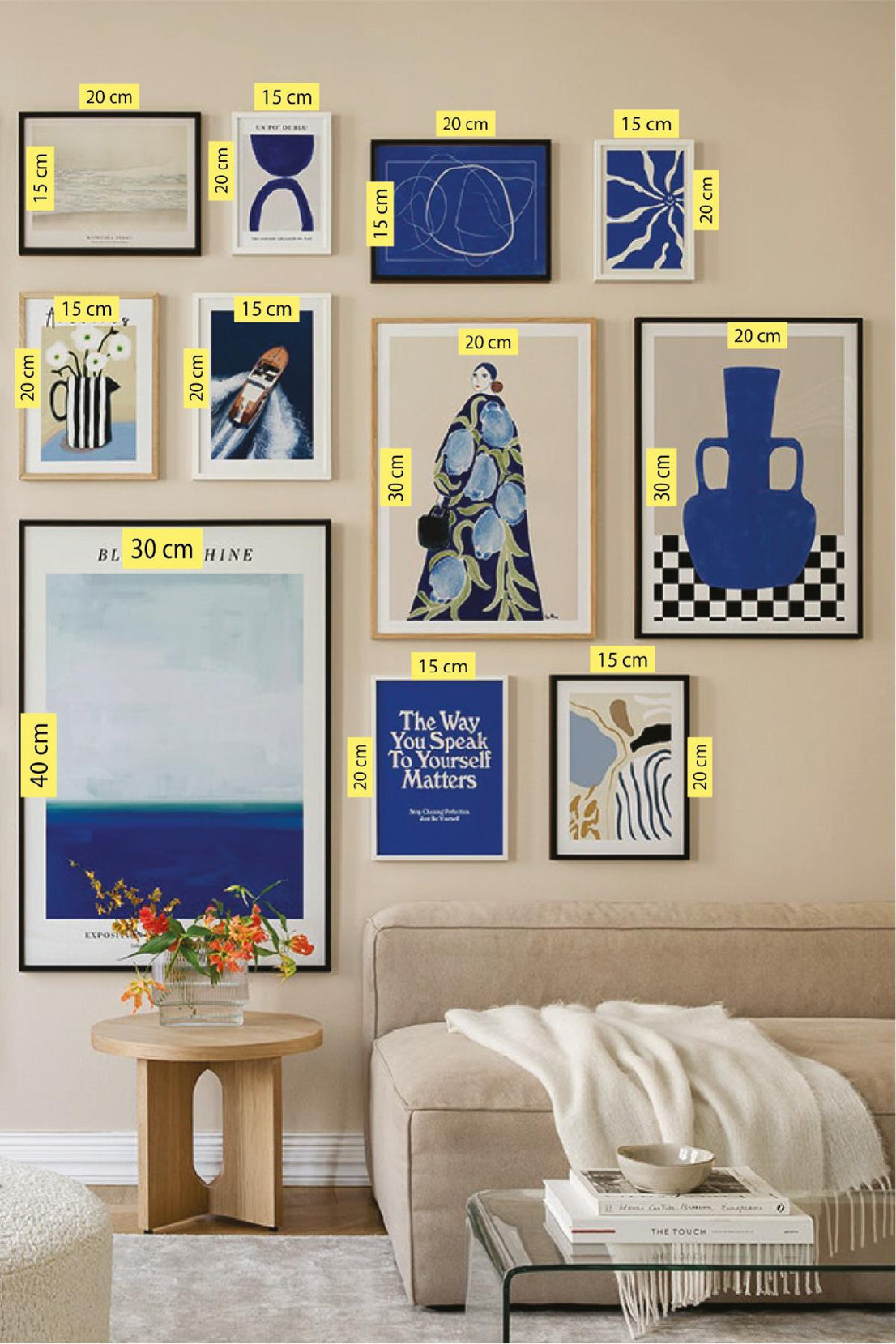 11 Parça The Way You Speak Blue Tarzında (AHŞAP VE ÇERÇEVE GÖRÜNÜMLÜ) Tablo Seti