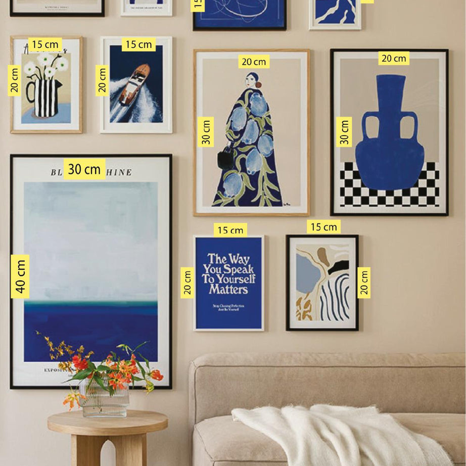 11 Parça The Way You Speak Blue Tarzında (AHŞAP VE ÇERÇEVE GÖRÜNÜMLÜ) Tablo Seti