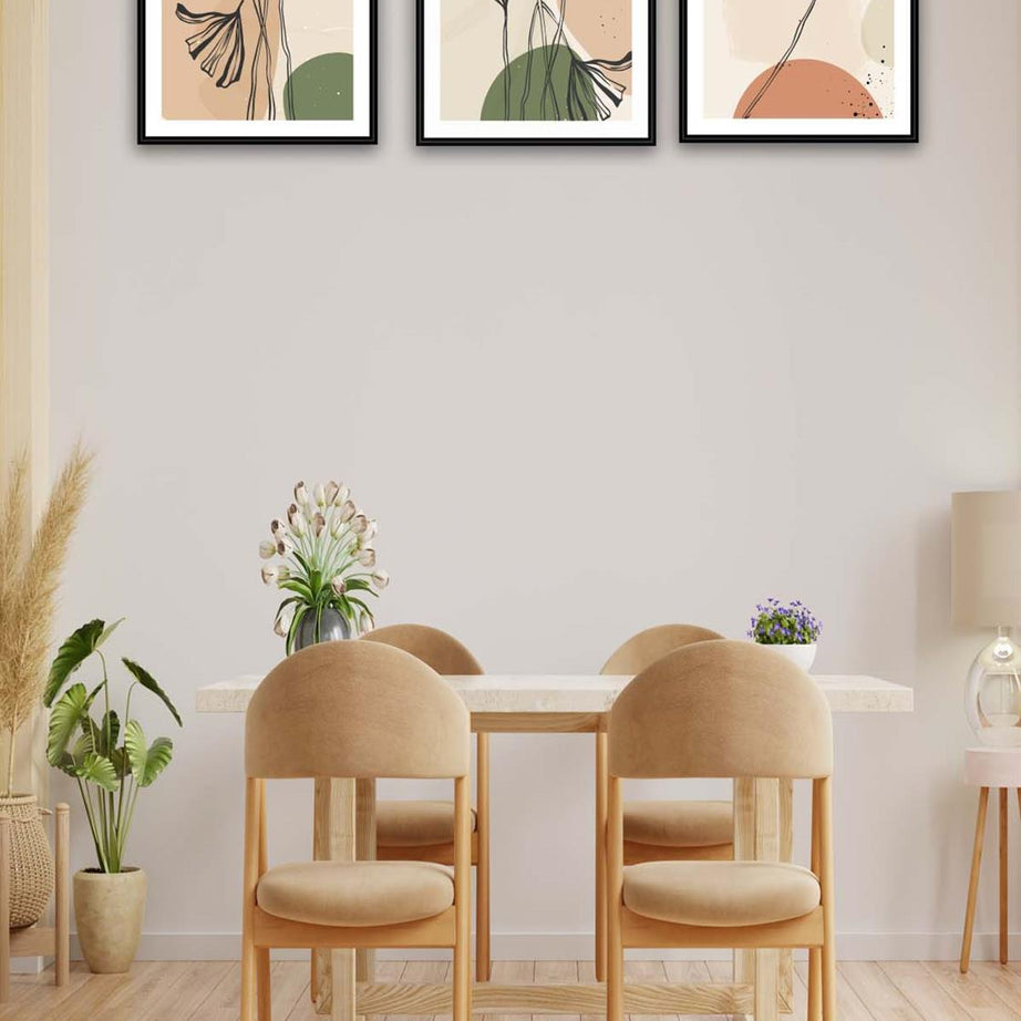3 Parça Artline Çiçek Tasarım Uv Baskı Mdf Tablo Seti