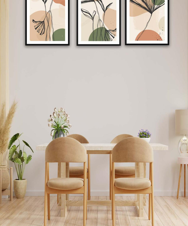 3 Parça Artline Çiçek Tasarım Uv Baskı Mdf Tablo Seti