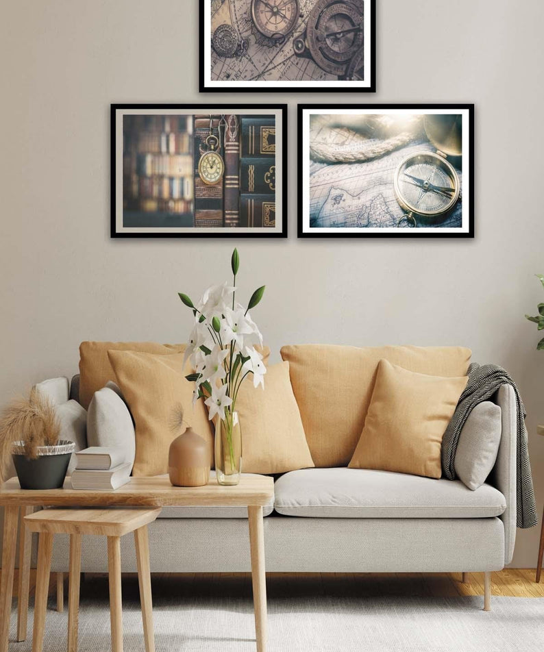Pusula Temalı Siyah çerçeve Görünümlü Tablo Seti