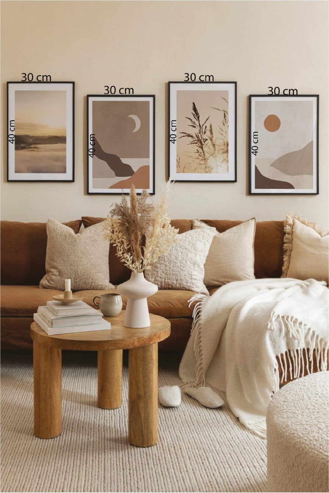 4 Parça Günbatımı Temalı Siyah Çerçeve Görünümlü Tablo Seti