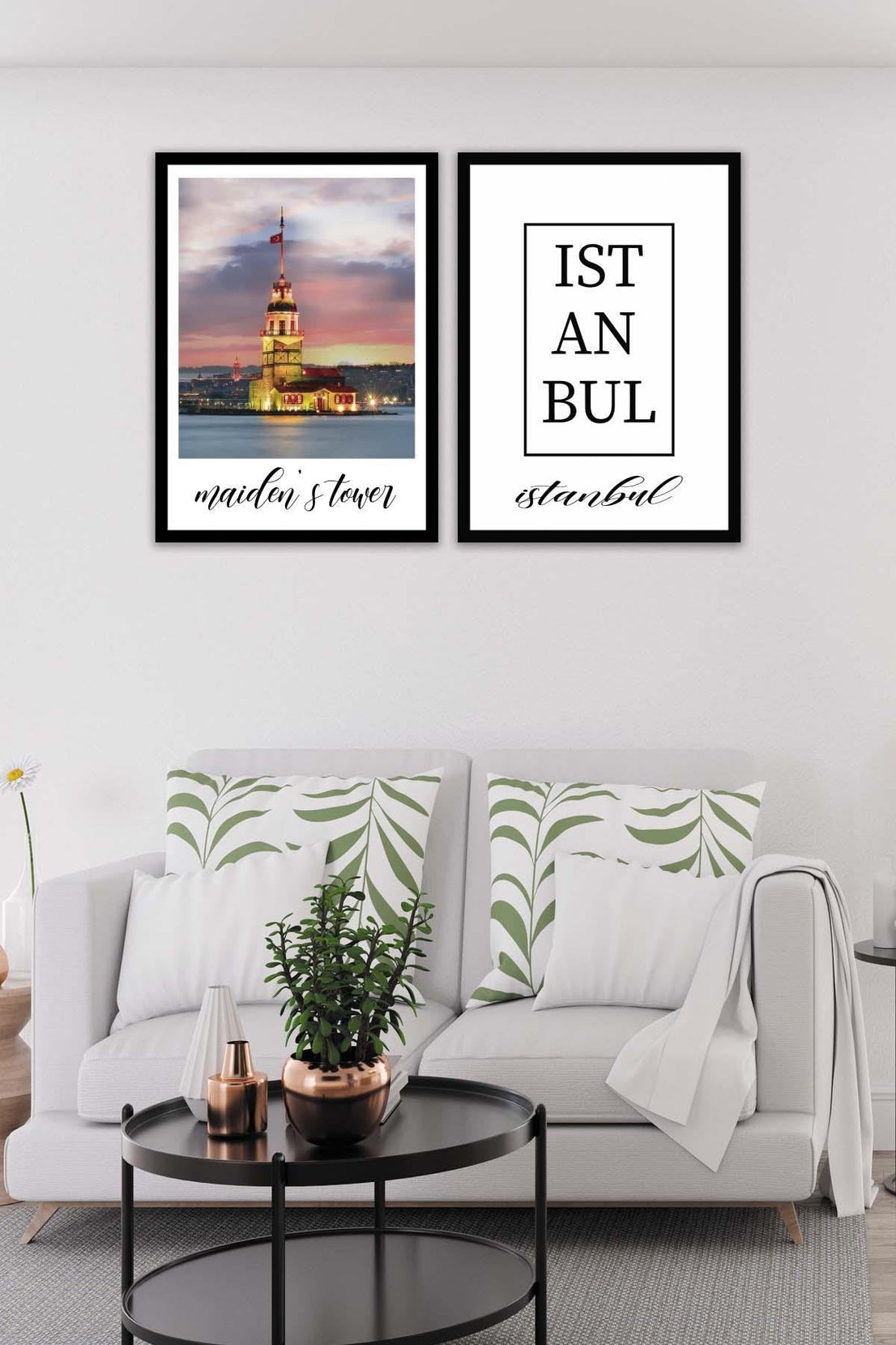 İstanbul Yazısı Ve Kız Kulesi Temalı Tablo Seti