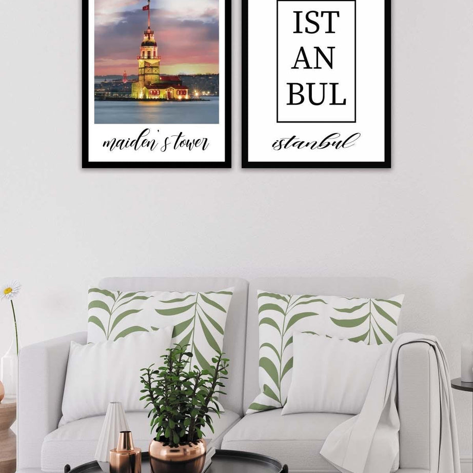 İstanbul Yazısı Ve Kız Kulesi Temalı Tablo Seti