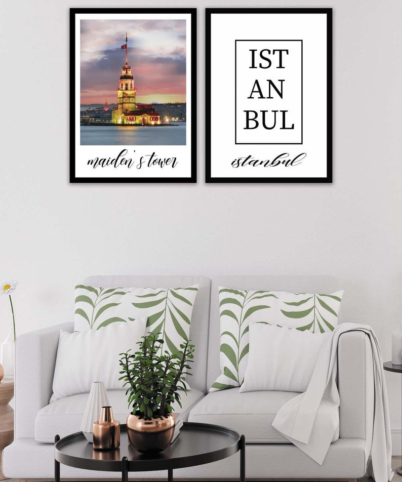 İstanbul Yazısı Ve Kız Kulesi Temalı Tablo Seti