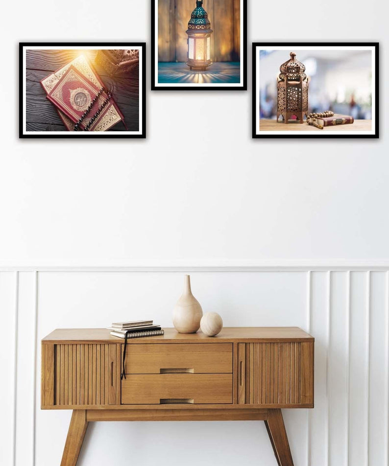 Dini Temalı Siyah Çerçeve Görünümlü Tablo Seti