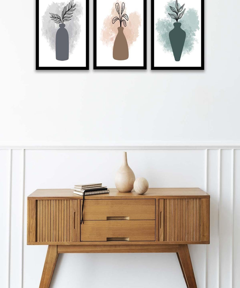 3 Parça Suluboya Tarzında Sanatsal Tablo Seti