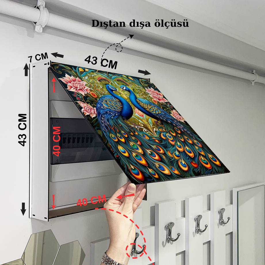 Kuğu ve Çiçek Manzaralı Ahşap Sigorta Saklama Kutusu