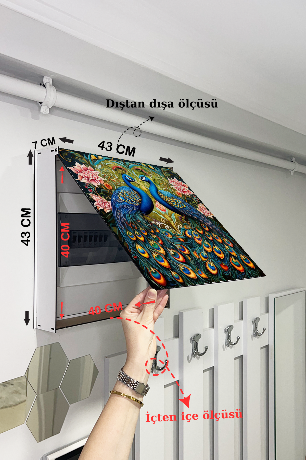 Kuğu ve Çiçek Manzaralı Ahşap Sigorta Saklama Kutusu