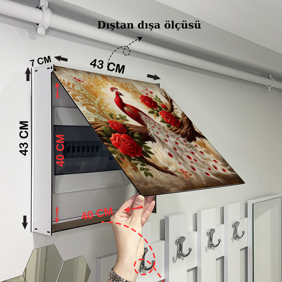 Kuğu ve Çiçek Manzaralı Ahşap Sigorta Saklama Kutusu