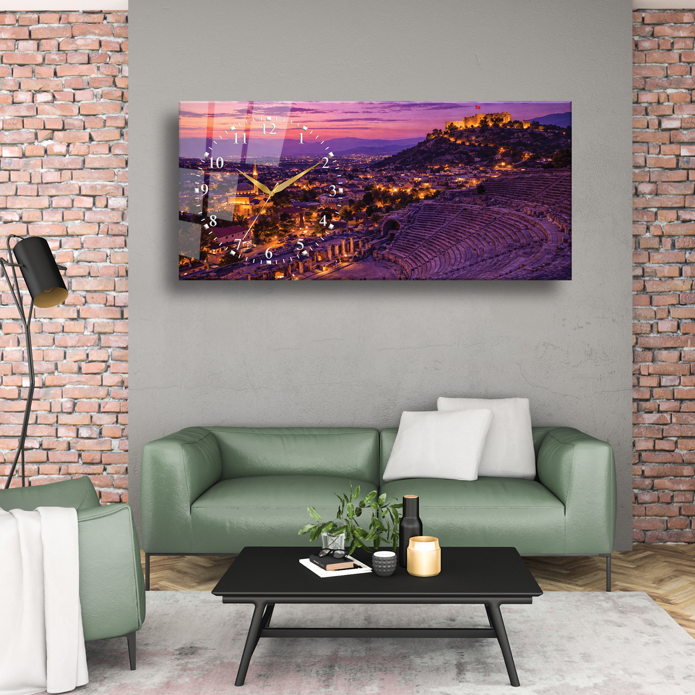Aydın Didim Apollon Tapınağı Temalı Temperli Saatli Cam Tablo