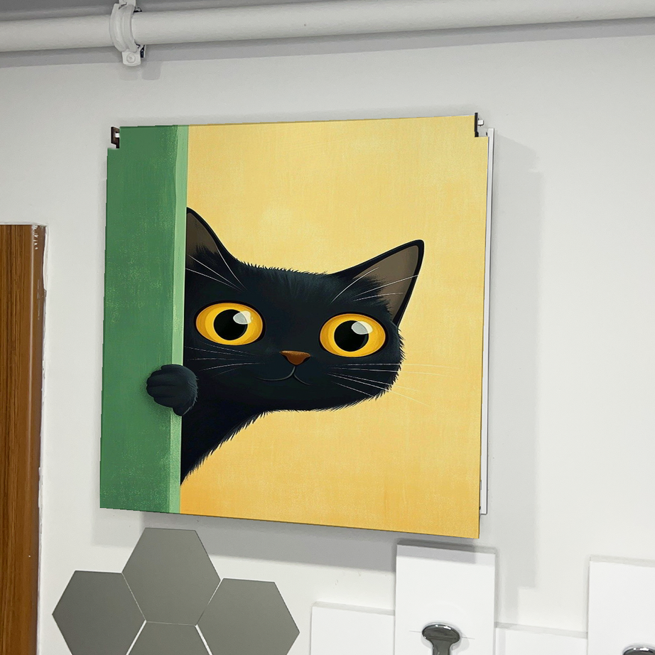 Şaşkın Siyah Kedi Temalı Ahşap Sigorta Saklama Kutusu