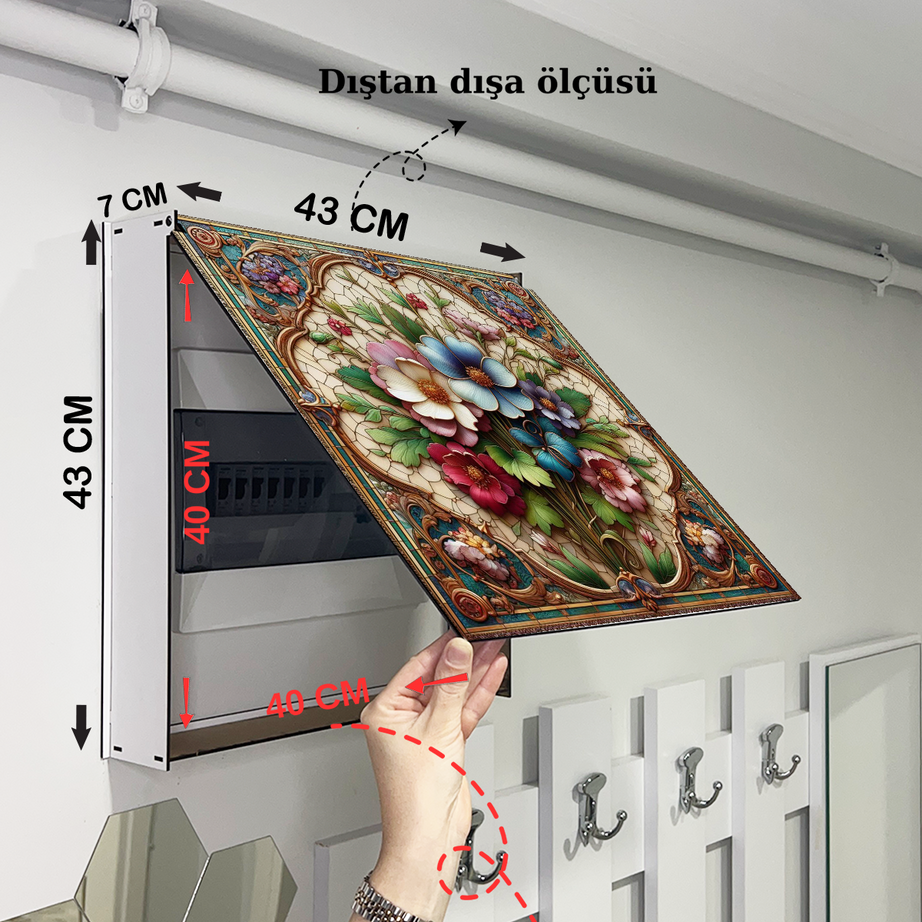 Sanatsal Çiçek Temalı Ahşap Sigorta Saklama Kutusu