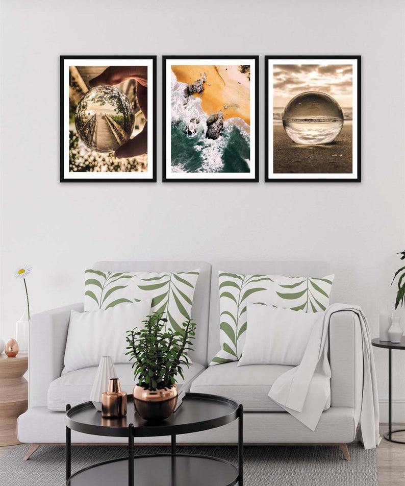 3 Parça Modern Tarzda Sanatsal Siyah Çerçeve Görünümlü Dijital Baskı Tablo Seti