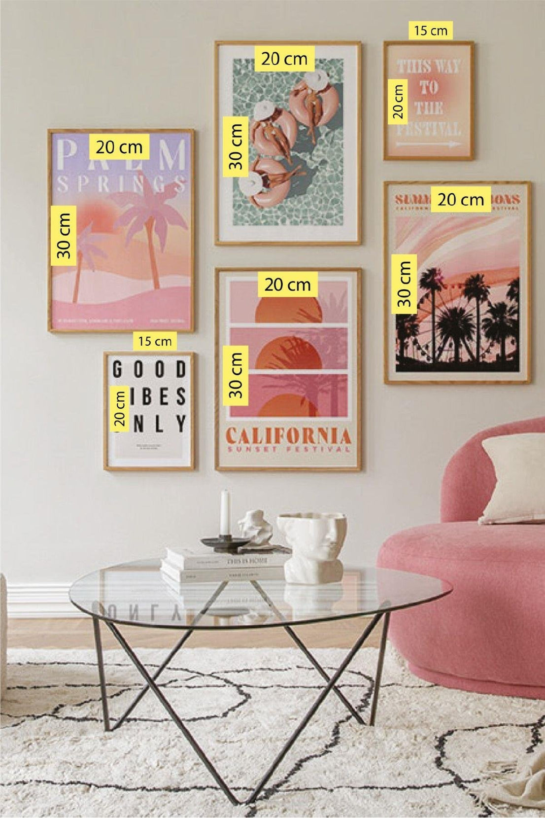 Good Vibes Palmiye Temalı Ahşap Çerçeve Görünümlü Tablo Seti