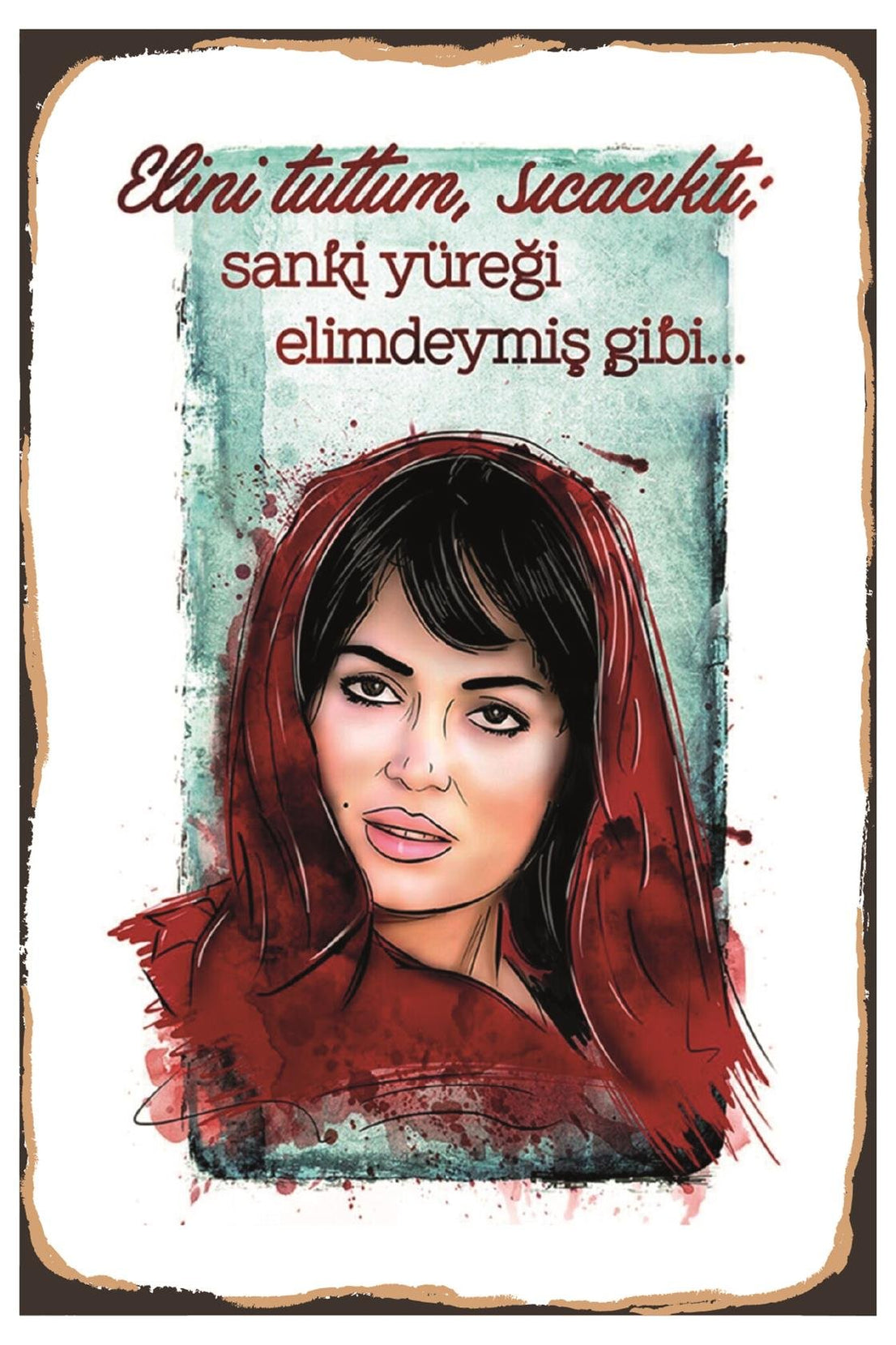 Elini Tuttum Sıcacıktı Ahşap Poster