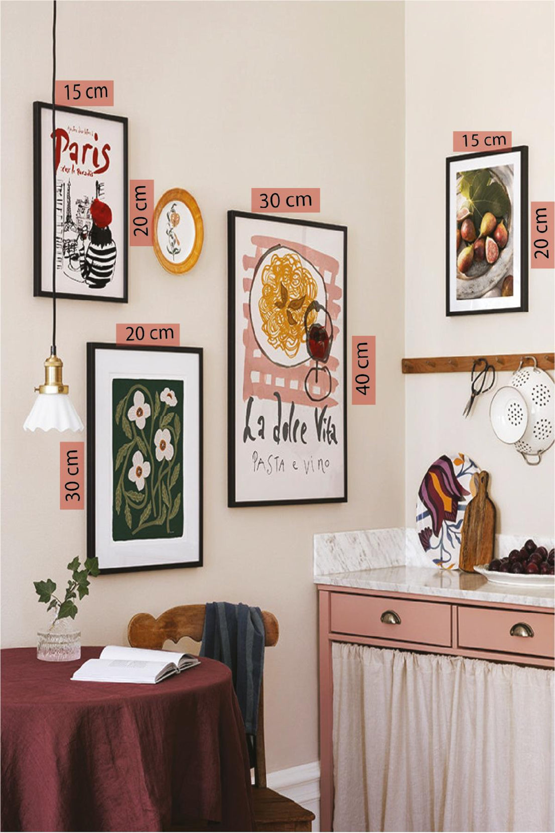 4 Parça La Doler Vita Soyut Modern Sanat (SİYAH ÇERÇEVE GÖRÜNÜMLÜ) Tablo Seti