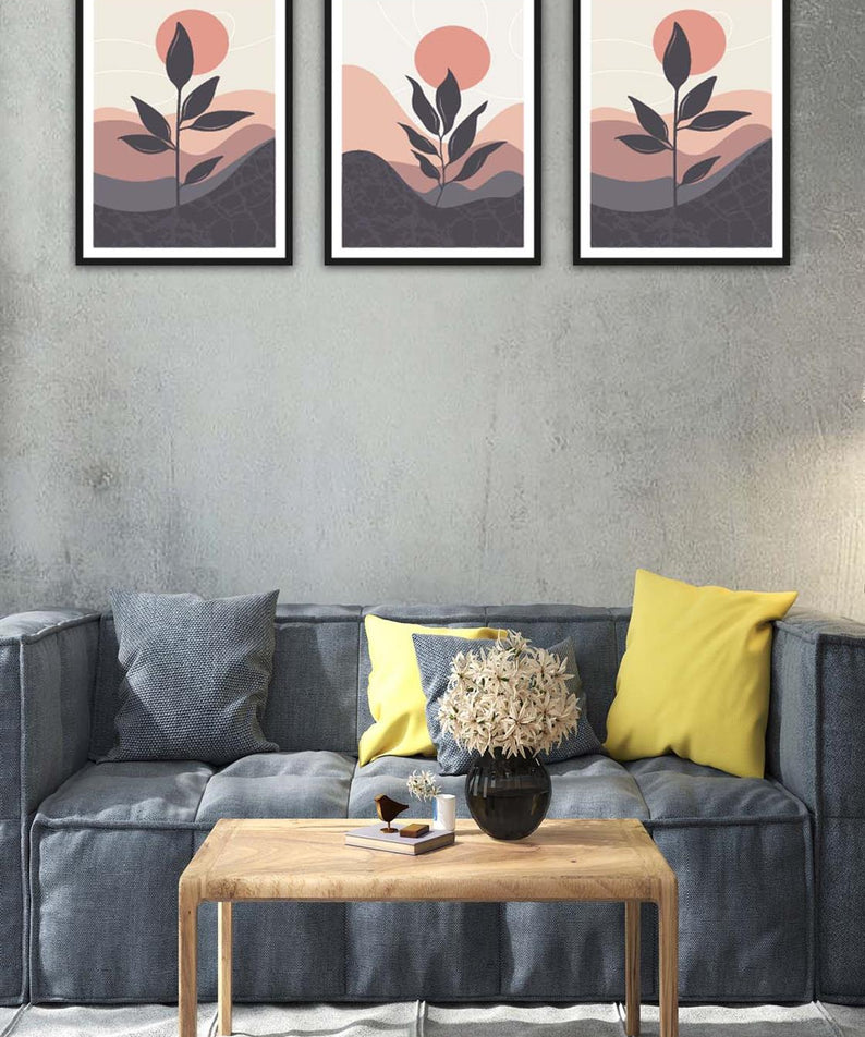 3 Parça Bohem Tarzında Mdf Tablo Seti