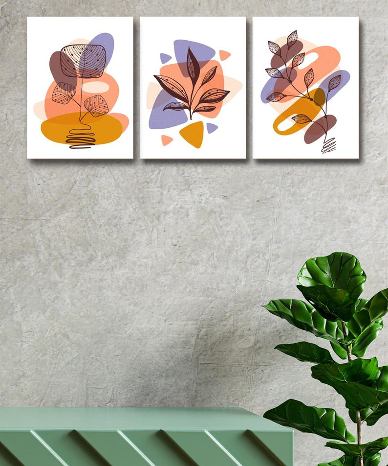 3 Parça Modern Tarzda Sanatsal Tablo Seti