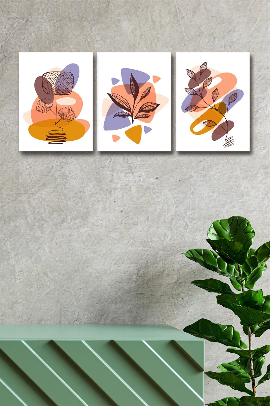 3 Parça Modern Tarzda Sanatsal Tablo Seti