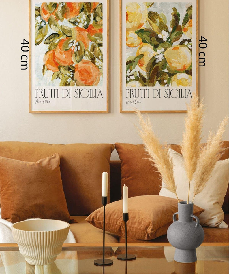 2 Parça Fruttı Temalı Ahşap Çerçeve Görünümlü Tablo Seti