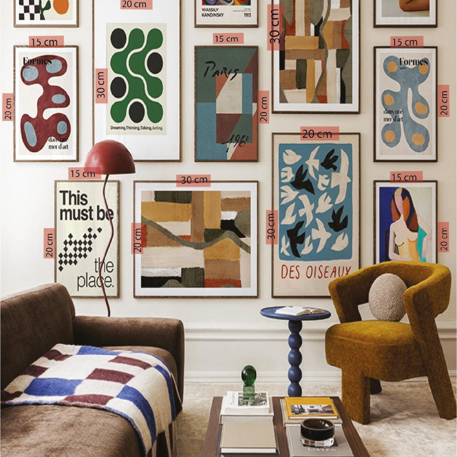 13 Parça This Must Be Geometrik Şekiller Modern Sanat (SİYAH ÇERÇEVE GÖRÜNÜMLÜ) Tablo Seti