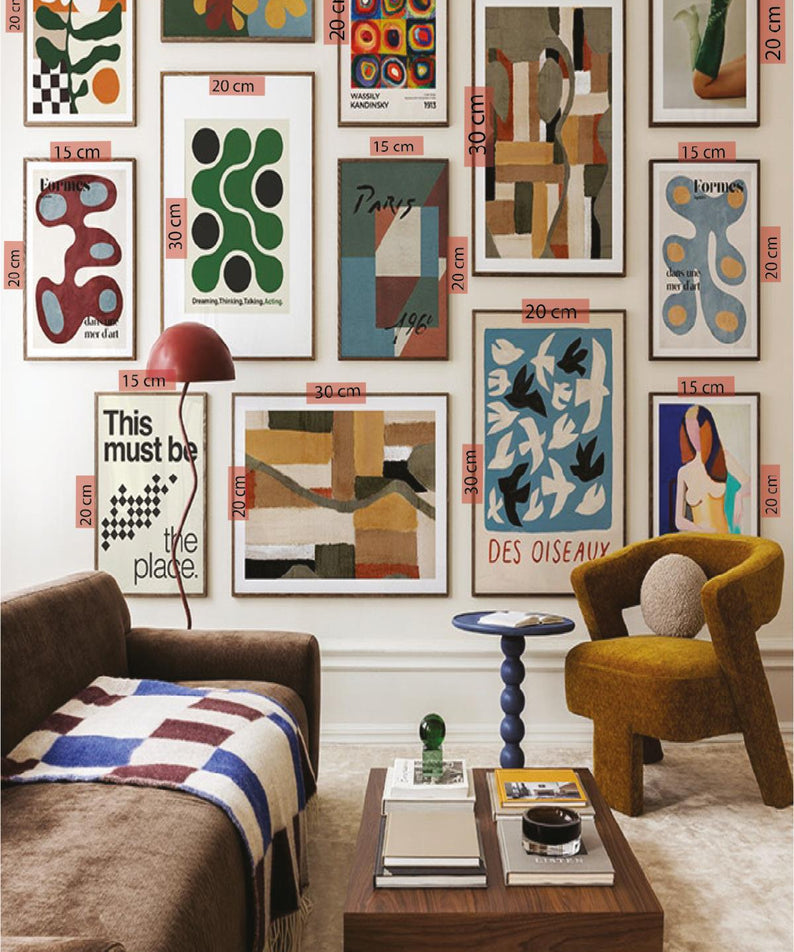 13 Parça This Must Be Geometrik Şekiller Modern Sanat (SİYAH ÇERÇEVE GÖRÜNÜMLÜ) Tablo Seti