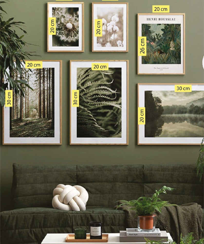 6 Parça Göl Ve Orman Manzara Temalı Ahşap Çerçeve Görünümlü Tablo Seti