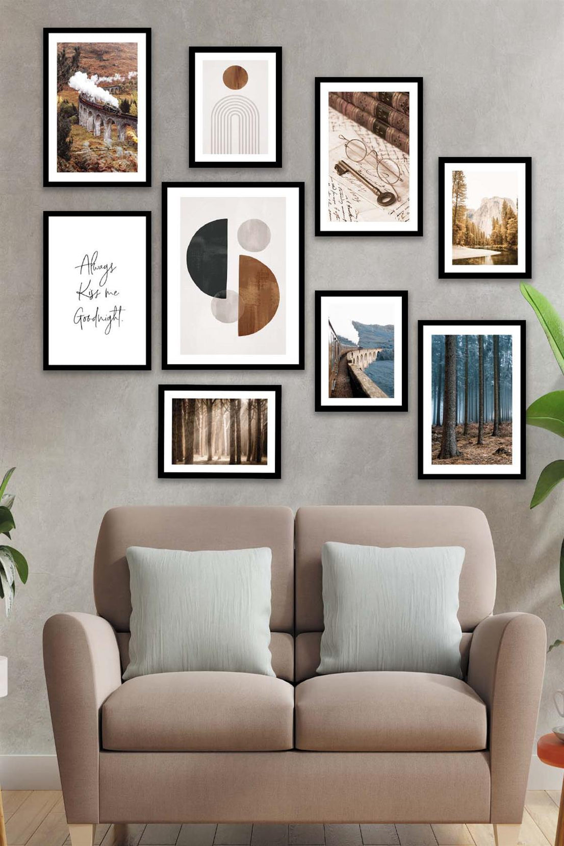 Soyut Orman Ve Manzara Tasarım Temalı Tablo Seti