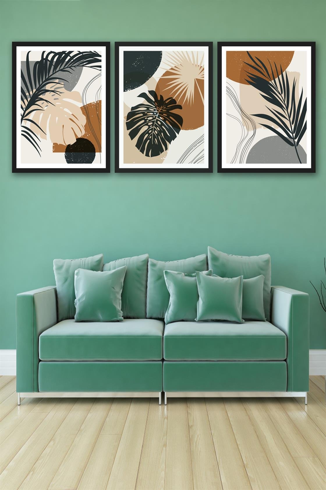 3 Parça Bohem Tarzında Mdf Tablo Seti