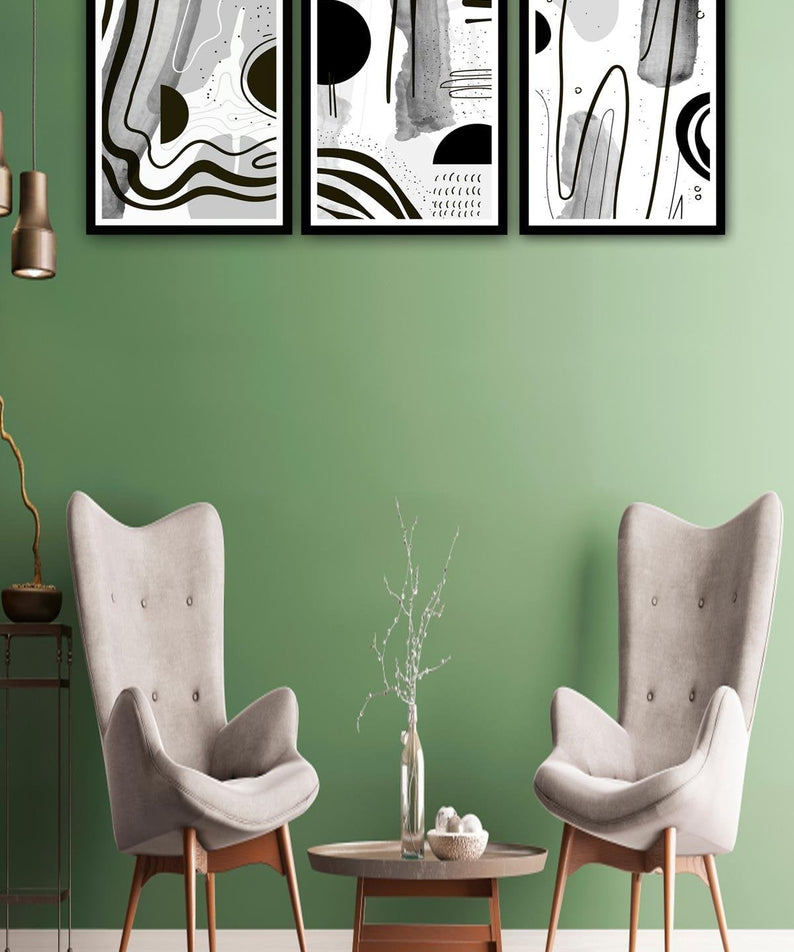 Modern Tarzda Siyah Çerçeve Görünümlü Tablo Seti