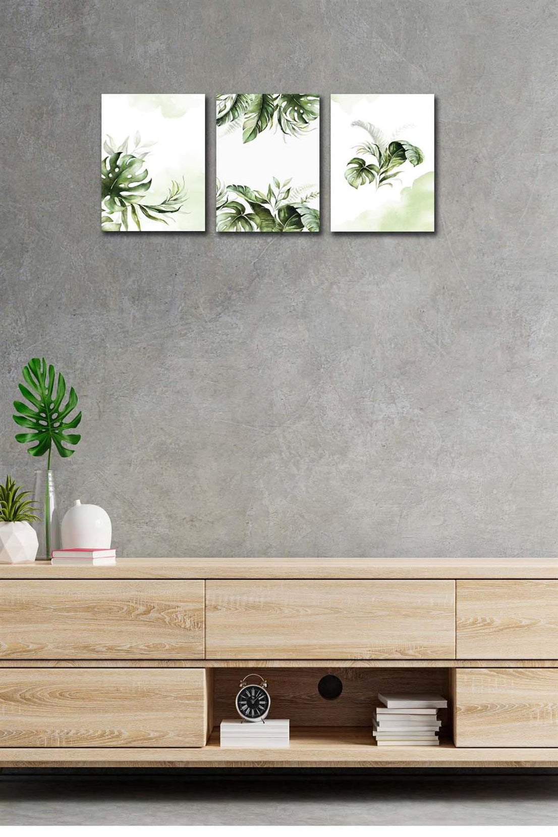 3 Parça Modern Tarzda yaprak Tablo Seti