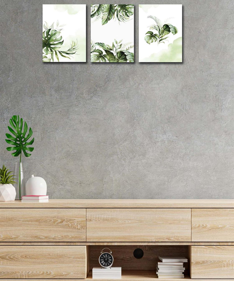 3 Parça Modern Tarzda yaprak Tablo Seti